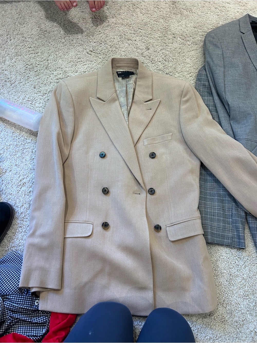 Double-Breasted Beige Blazer